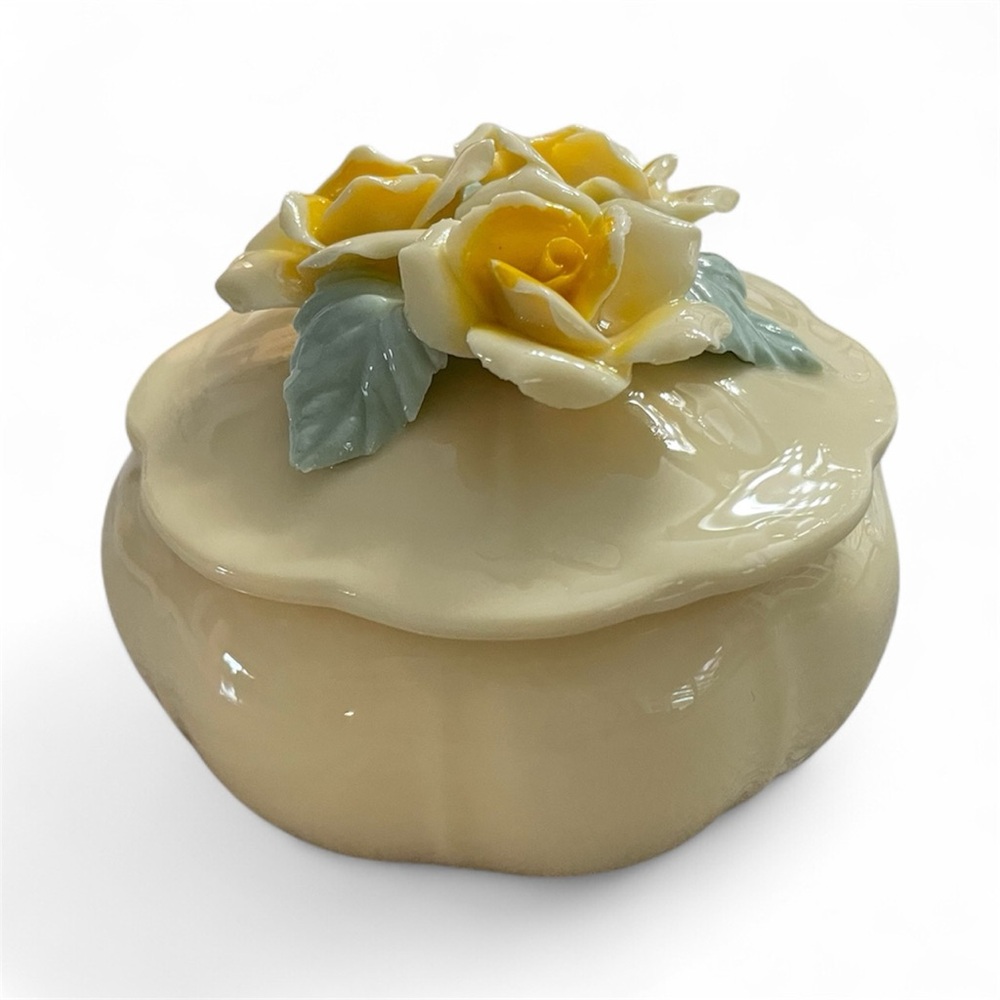 Charming Yellow Rose Ceramic Keepsake Box